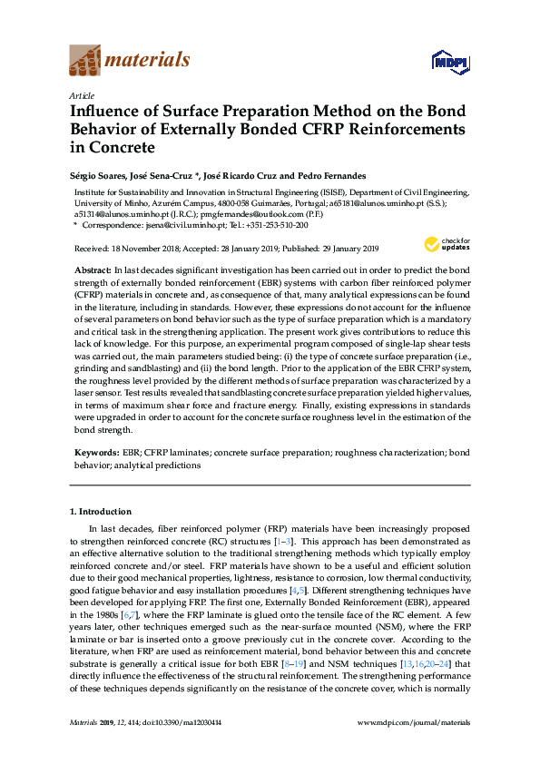 (PDF) Influence of Surface Preparation Method on the Bond Behavior of ...