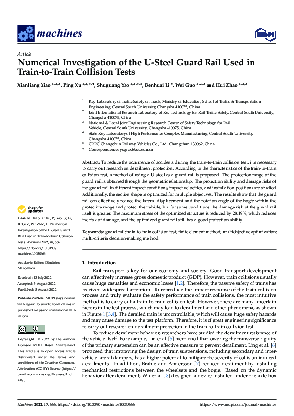 (PDF) Numerical Investigation of the U-Steel Guard Rail Used in Train ...