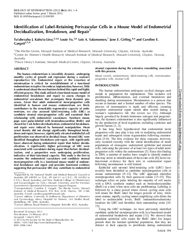 (PDF) Identification of Label-Retaining Perivascular Cells in a Mouse ...