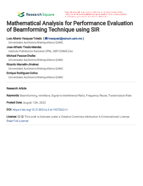 (PDF) Mathematical Analysis for Performance Evaluation of Beamforming ...