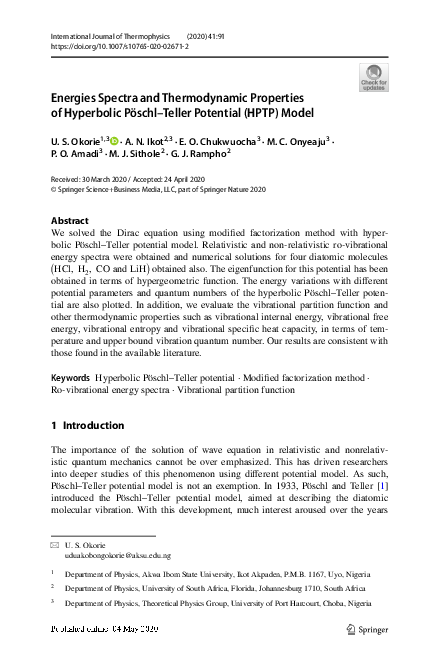 (PDF) Energies Spectra and Thermodynamic Properties of Hyperbolic ...