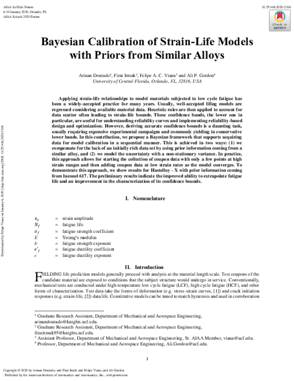 (PDF) Bayesian Calibration of Strain-Life Models with Priors from ...