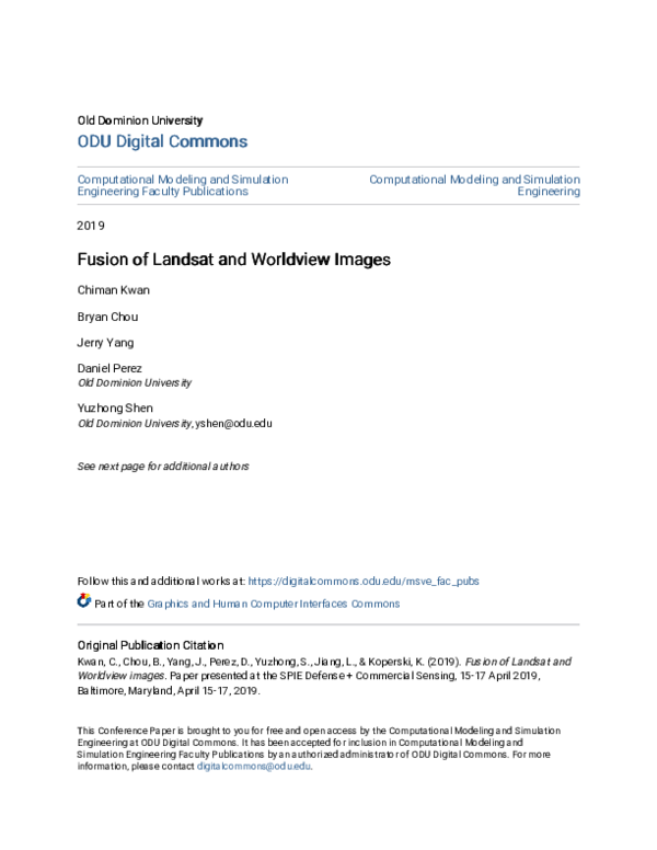 (PDF) Fusion of landsat and worldview images