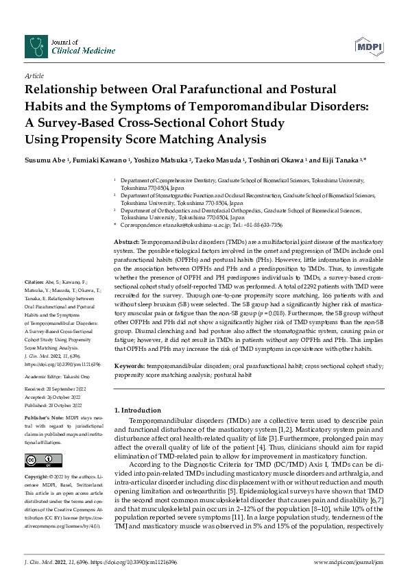 (PDF) Relationship between Oral Parafunctional and Postural Habits and ...