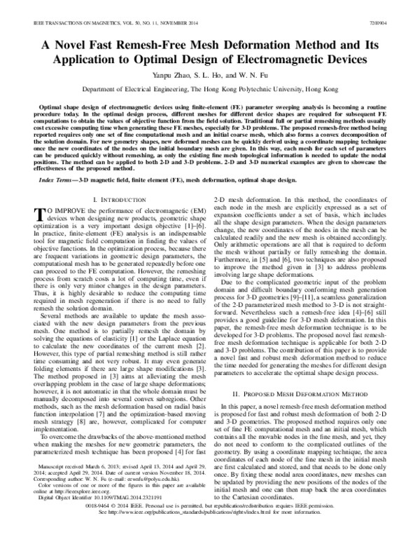 (PDF) A Novel Fast Remesh-Free Mesh Deformation Method and Its ...