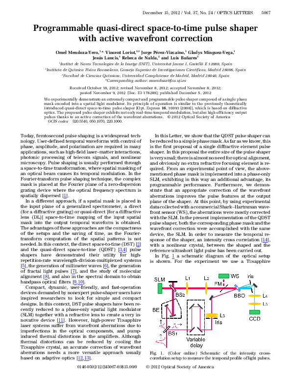 (PDF) Programmable quasi-direct space-to-time pulse shaper with active ...