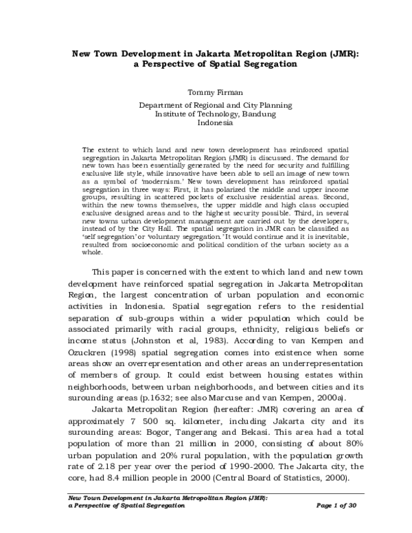 (PDF) a Perspective of Spatial Segregation