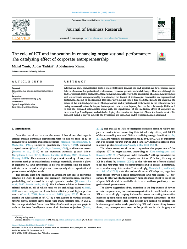 (PDF) The role of ICT and innovation in enhancing organizational ...