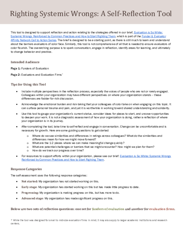 (PDF) Righting Systemic Wrongs: A Self-Reflection Tool