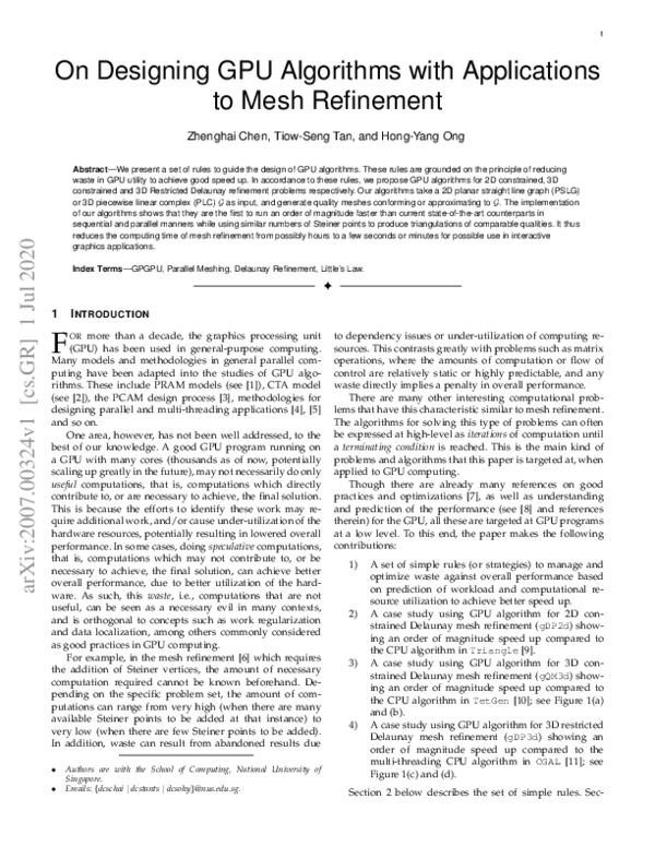 (PDF) On Designing GPU Algorithms with Applications to Mesh Refinement