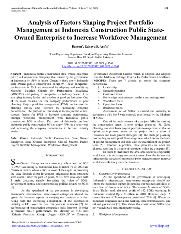 (PDF) Analysis of Factors Shaping Project Portfolio Management at ...