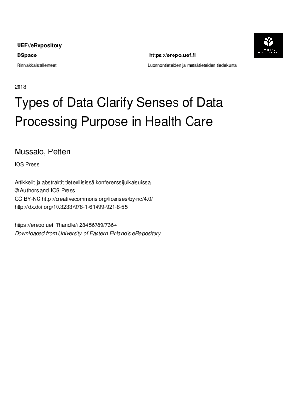 (PDF) Types of Data Clarify Senses of Data Processing Purpose in Health ...