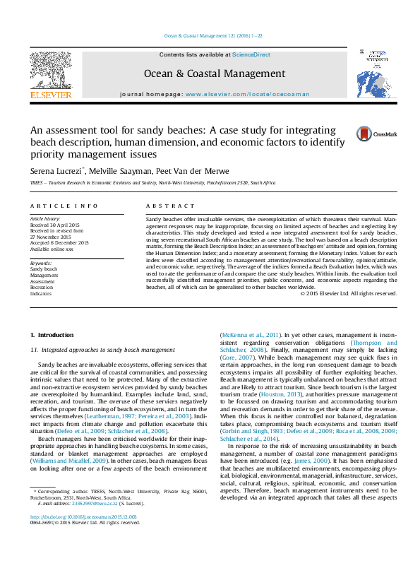 (PDF) An assessment tool for sandy beaches: A case study for ...