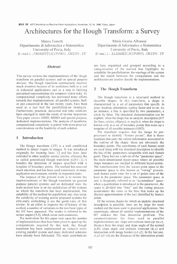 (PDF) Architectures for the Hough transform: a survey