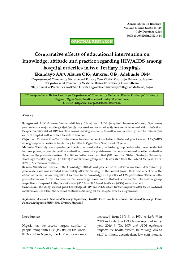 (PDF) Comparative effects of educational intervention on knowledge ...