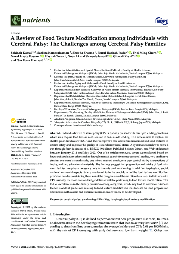 (PDF) A Review of Food Texture Modification among Individuals with ...