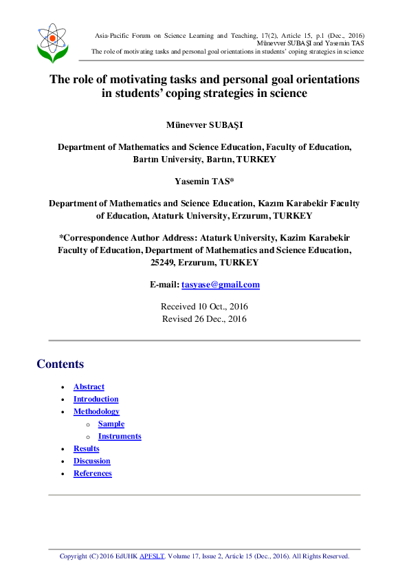 (PDF) The Role of Motivating Tasks and Personal Goal Orientations in ...