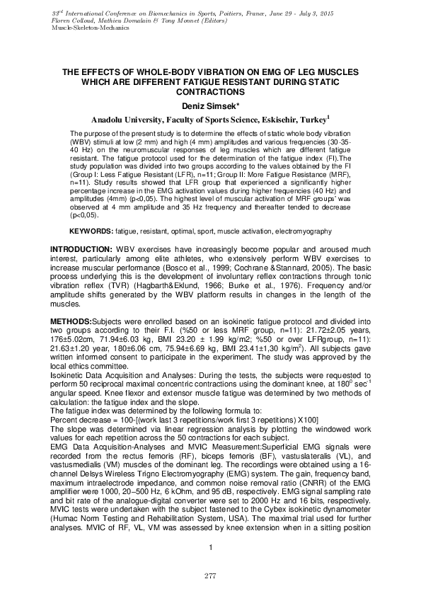 (PDF) The Effects of Whole-Body Vibration on Emg of Leg Muscles Which ...