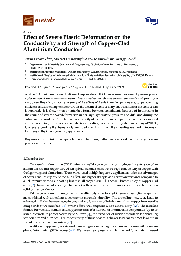 (PDF) Effect of Severe Plastic Deformation on the Conductivity and ...