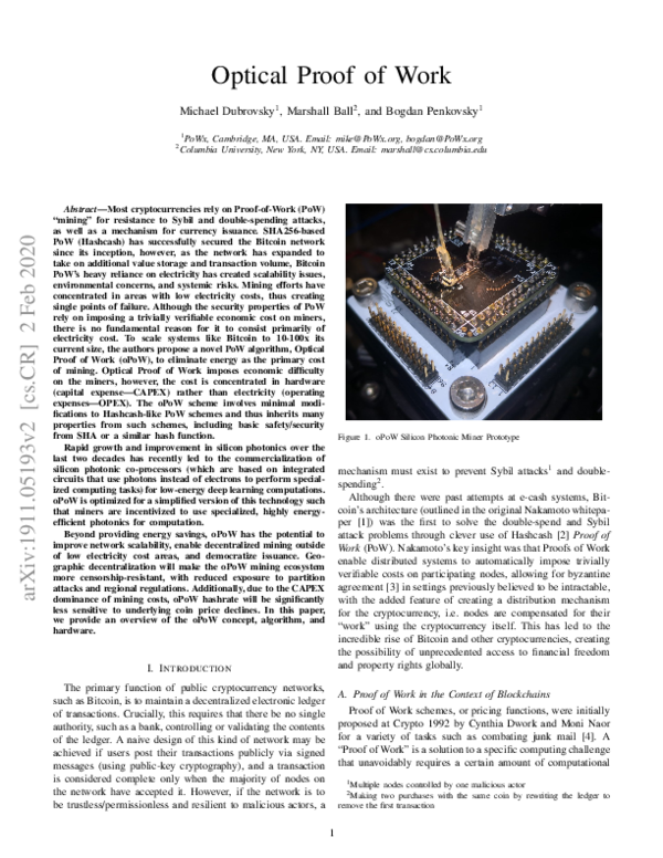 (PDF) Optical Proof of Work