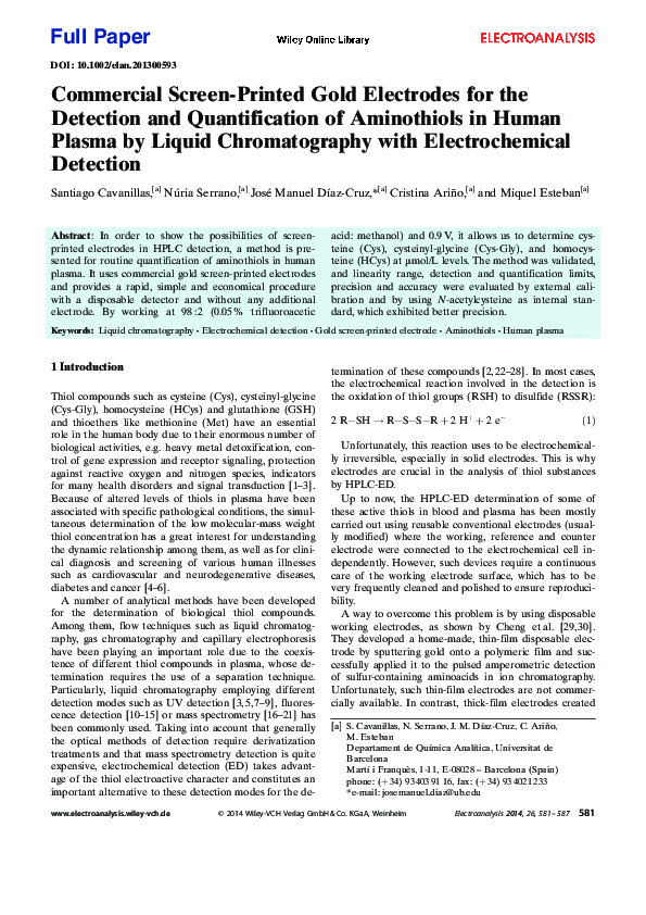 (PDF) Commercial Screen-Printed Gold Electrodes for the Detection and ...