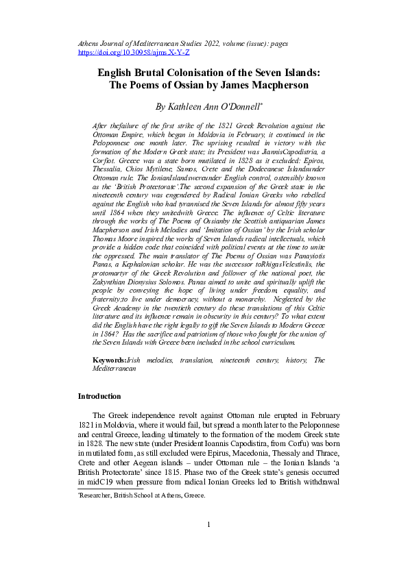 (DOC) English Brutal Colonisation of the Seven Islands: The Poems of ...