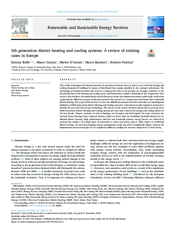 (PDF) 5th generation district heating and cooling systems: A review of ...
