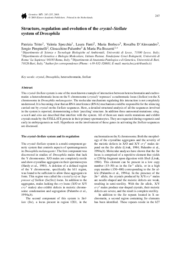 (PDF) Structure, Regulation and Evolution of the Crystal–Stellate ...