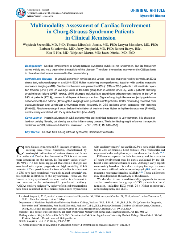 (PDF) Multimodality Assessment of Cardiac Involvement in Churg-Strauss ...