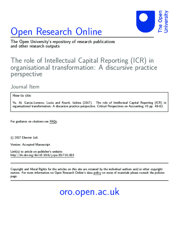 (PDF) The role of Intellectual Capital Reporting (ICR) in ...