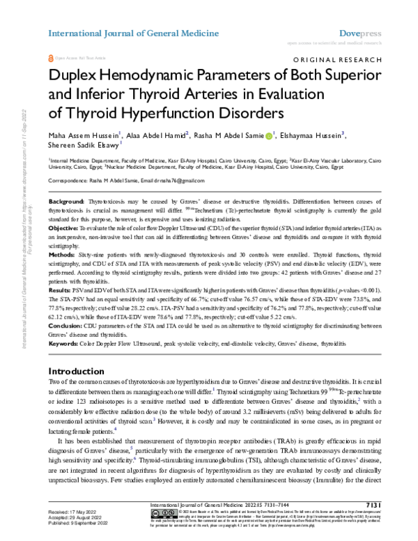 (PDF) Duplex Hemodynamic Parameters of Both Superior and Inferior ...