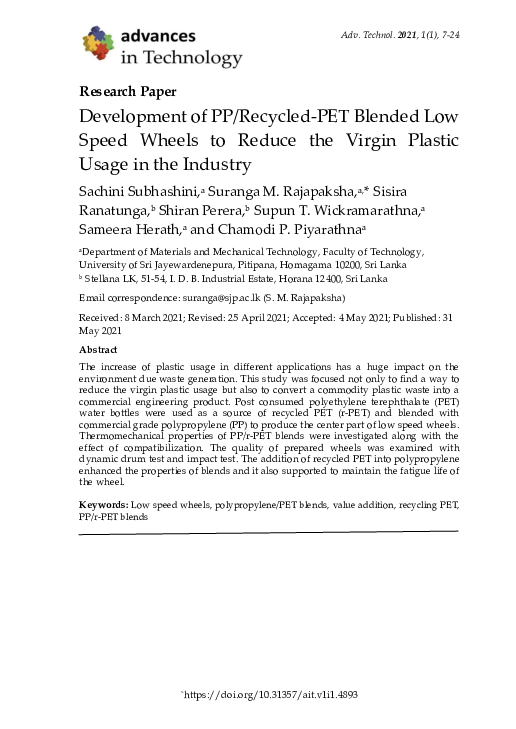 (PDF) Development of PP/Recycled-PET Blended Low Speed Wheels to Reduce ...