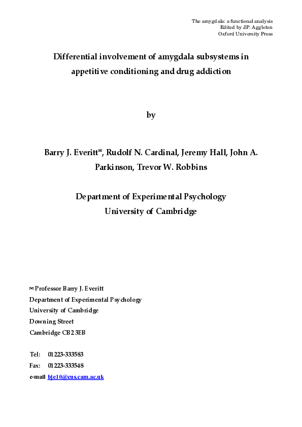(PDF) The amygdala: a functional analysis