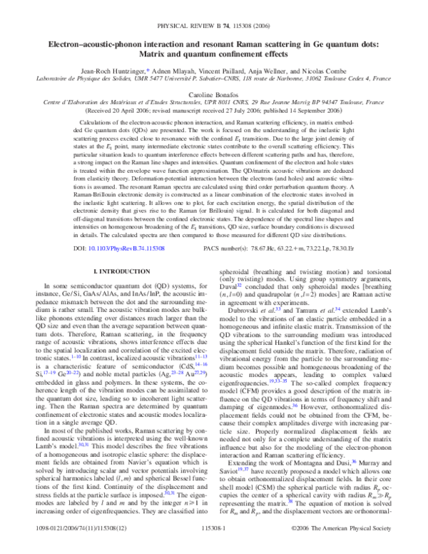 (PDF) Electron–acoustic-phonon interaction and resonant Raman ...