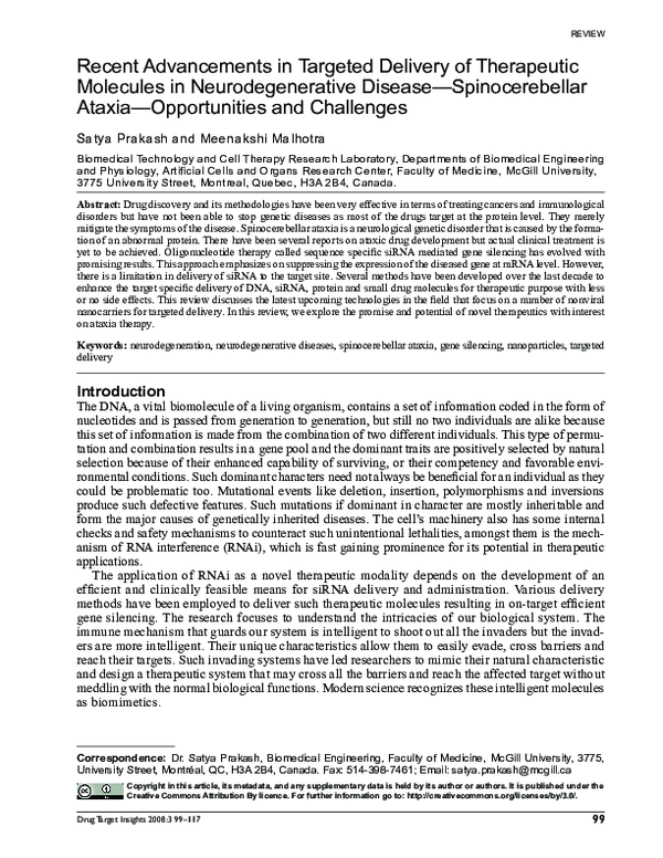 (PDF) Recent Advancements in Targeted Delivery of Therapeutic Molecules ...