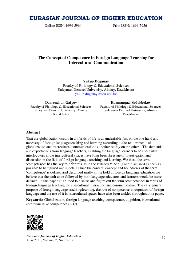 (PDF) The Concept of Competence in Foreign Language Teaching for ...