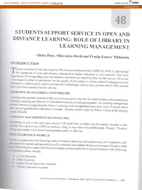 (PDF) Students Support Service in Open and Distance Learning: Role of ...