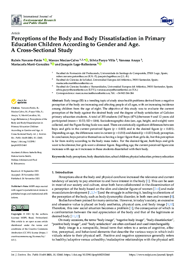 (PDF) Perceptions of the Body and Body Dissatisfaction in Primary ...