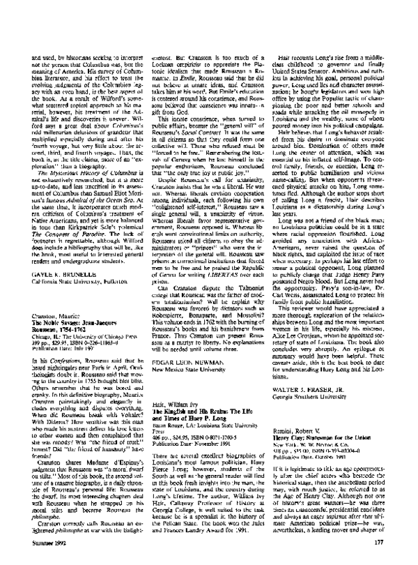 (PDF) The Noble Savage: Jean-Jacques Rousseau, 1754-1762