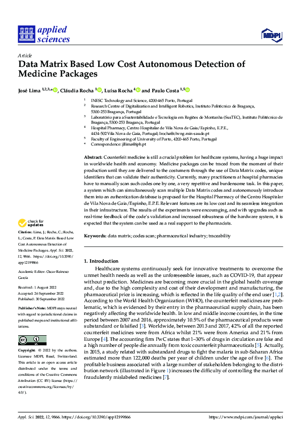 (PDF) Data Matrix Based Low Cost Autonomous Detection of Medicine Packages