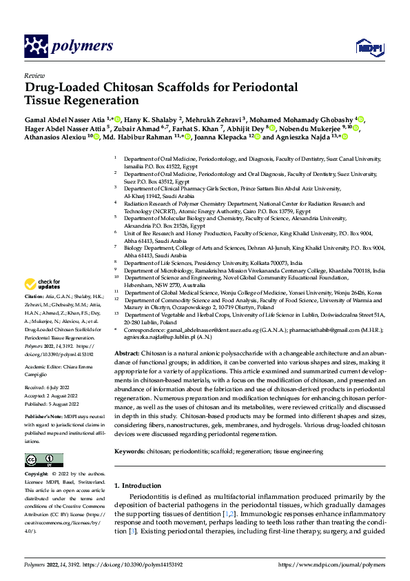 (PDF) Drug-Loaded Chitosan Scaffolds for Periodontal Tissue Regeneration