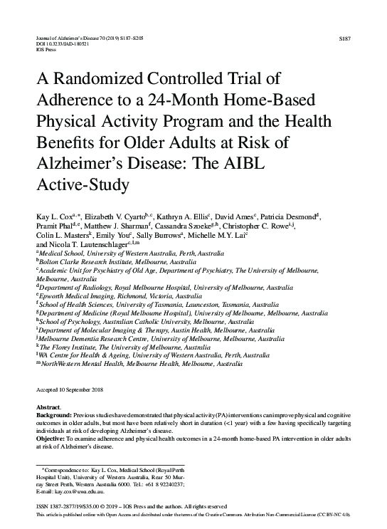 (PDF) A Randomized Controlled Trial of Adherence to a 24-Month Home ...
