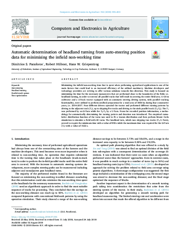 (PDF) Automatic determination of headland turning from auto-steering ...
