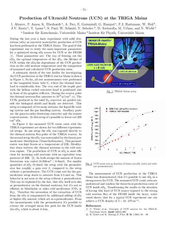 (PDF) Production of Ultracold Neutrons (UCN) at the TRIGA Mainz