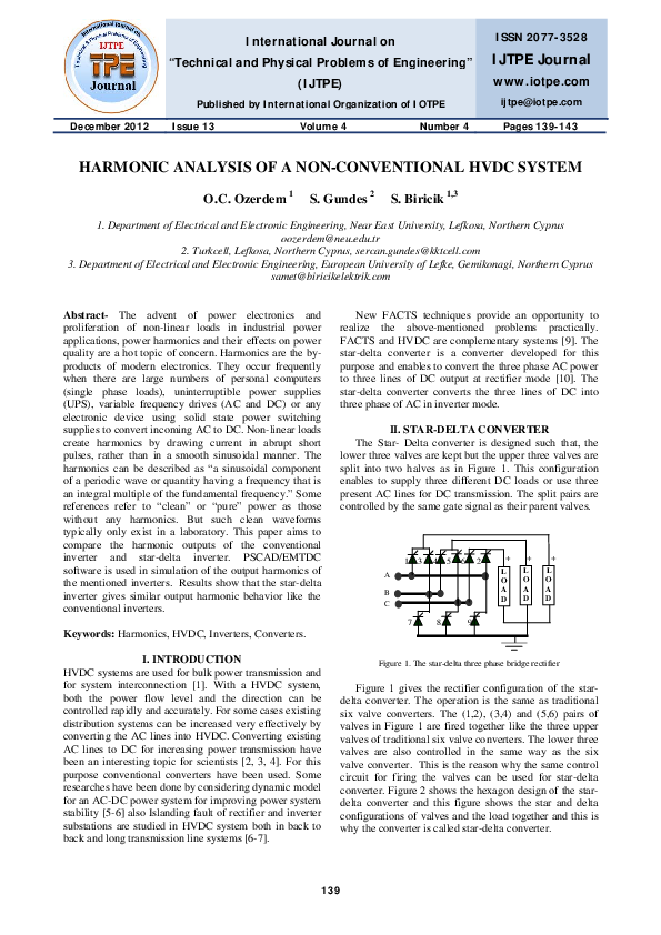 (PDF) Harmonic Analysis of a Non-Conventional HVDC System