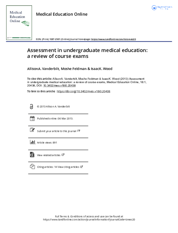 (PDF) Assessment in undergraduate medical education: a review of course ...