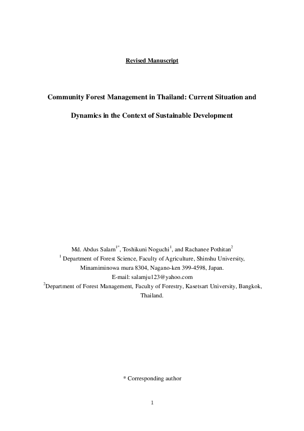 (PDF) Community Forest Management in Thailand: Current Situation and ...