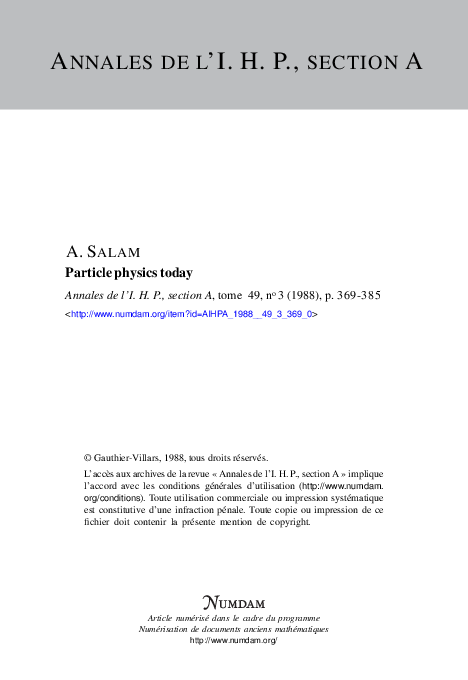 Pdf Particle Physics Today