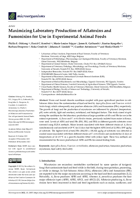 (PDF) Maximizing Laboratory Production of Aflatoxins and Fumonisins for ...