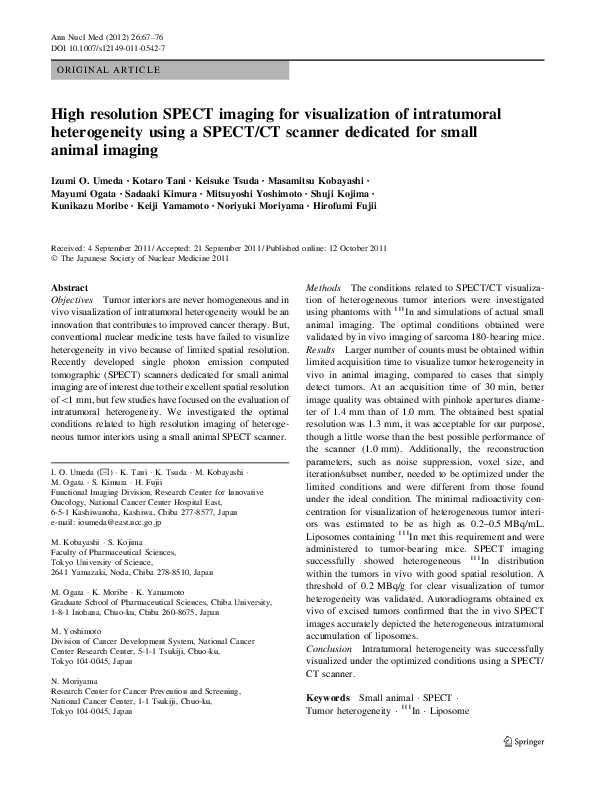(PDF) High resolution SPECT imaging for visualization of intratumoral ...
